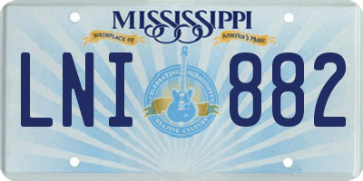 MS license plate LNI882