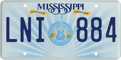 MS license plate LNI884