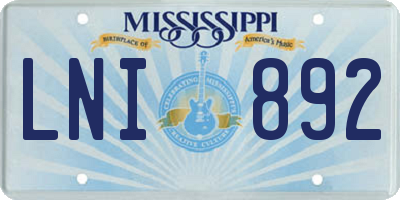 MS license plate LNI892