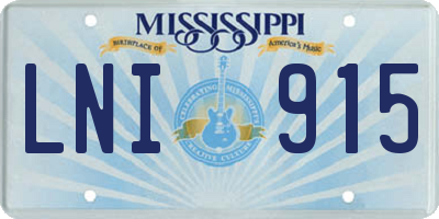 MS license plate LNI915