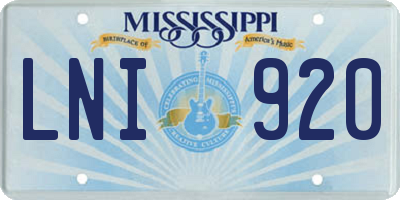 MS license plate LNI920