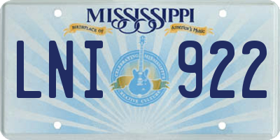 MS license plate LNI922