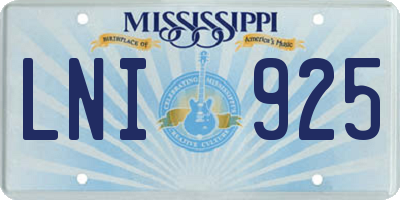 MS license plate LNI925