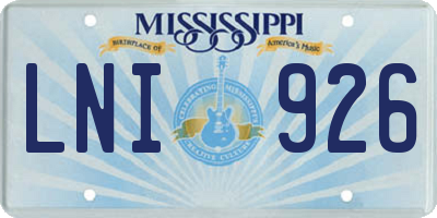 MS license plate LNI926