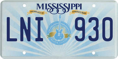 MS license plate LNI930