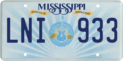 MS license plate LNI933