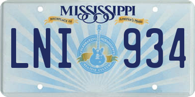 MS license plate LNI934