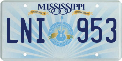 MS license plate LNI953