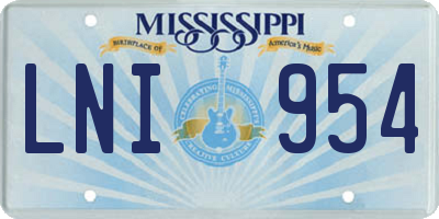 MS license plate LNI954