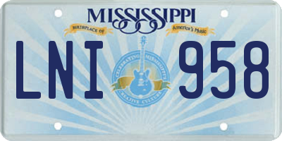 MS license plate LNI958