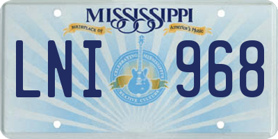 MS license plate LNI968