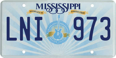 MS license plate LNI973