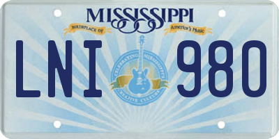 MS license plate LNI980