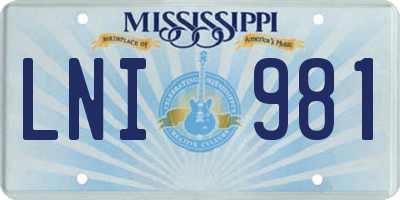 MS license plate LNI981