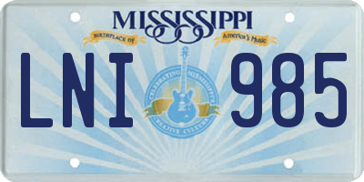 MS license plate LNI985