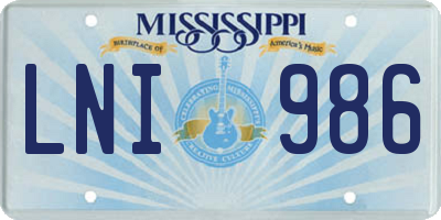 MS license plate LNI986