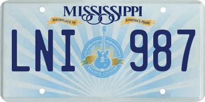 MS license plate LNI987
