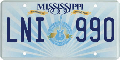 MS license plate LNI990