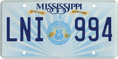 MS license plate LNI994