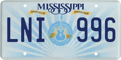 MS license plate LNI996