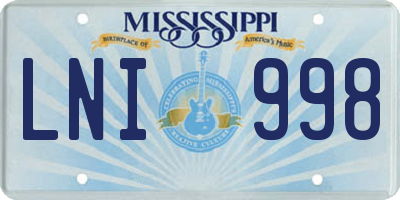 MS license plate LNI998