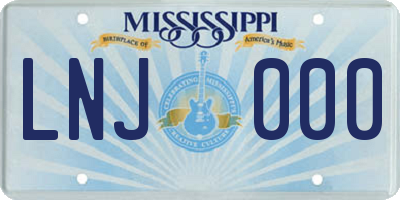 MS license plate LNJ000