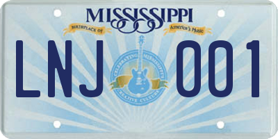 MS license plate LNJ001