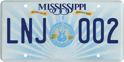 MS license plate LNJ002