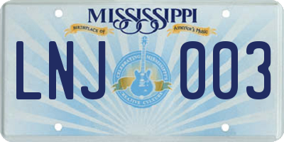 MS license plate LNJ003