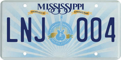 MS license plate LNJ004