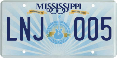 MS license plate LNJ005