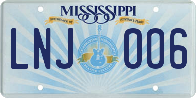 MS license plate LNJ006