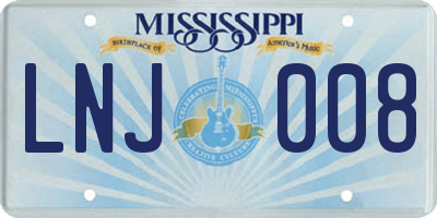 MS license plate LNJ008