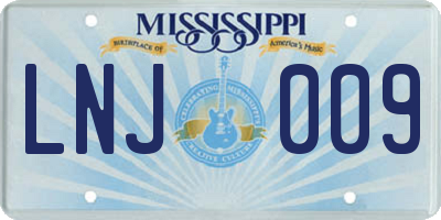 MS license plate LNJ009