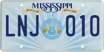 MS license plate LNJ010