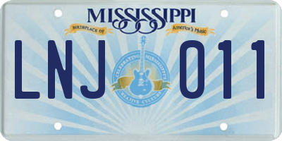 MS license plate LNJ011