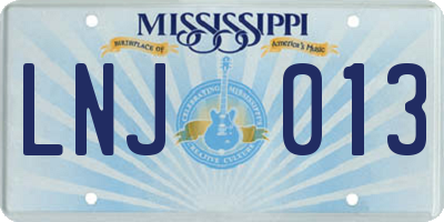 MS license plate LNJ013
