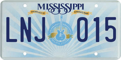 MS license plate LNJ015
