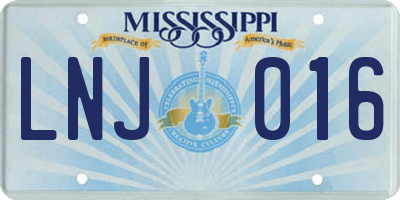MS license plate LNJ016