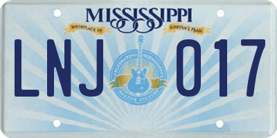 MS license plate LNJ017