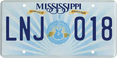 MS license plate LNJ018