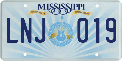 MS license plate LNJ019