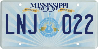 MS license plate LNJ022