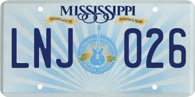 MS license plate LNJ026
