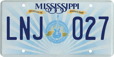 MS license plate LNJ027