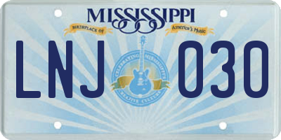 MS license plate LNJ030