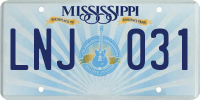 MS license plate LNJ031