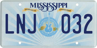 MS license plate LNJ032