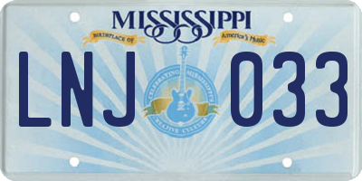 MS license plate LNJ033