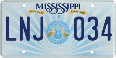 MS license plate LNJ034